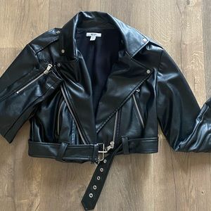 Crop Vegan Leather Jacket